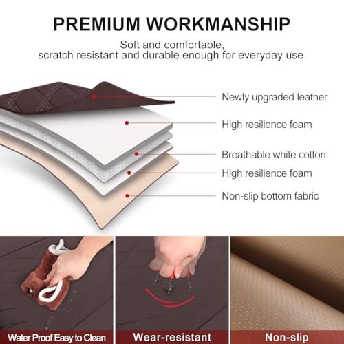 BEITK 1 Pack Leather Front Car Seat Cover Bottom Car Seat, Anti-Slip and Full Wrap Driver Car Seat Protectors, Luxury Waterproof Bottom Auto Seat Cushion Pad Mat for Most Vehicles(Coffee) - color: coffee-1pcs