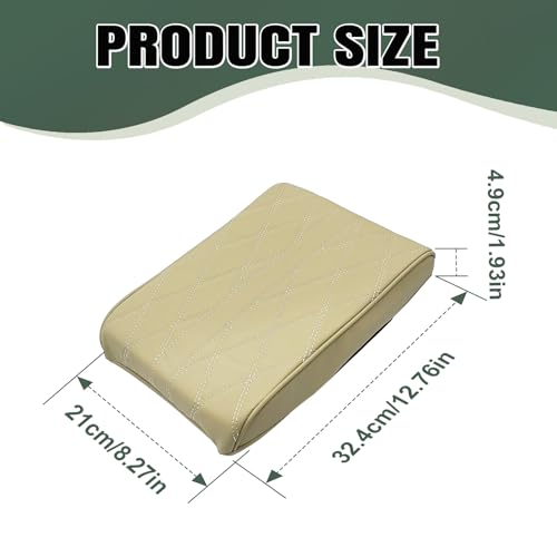 1 PCS Car Armrest Box Booster Pad, Leather 3D Texture Anti-Scratch Protective Cover, Memory Foam Leather Relieve Elbow Pressure Cushion, Universal for SUV, Truck, RV and More (Beige) - color: Beige