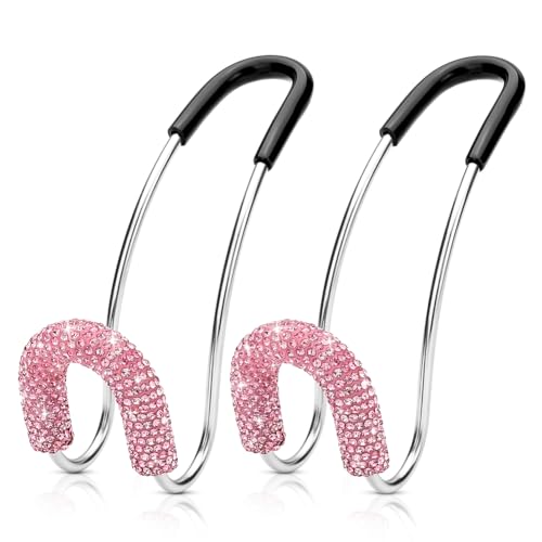 Soleebee 2 Pack Bling Car Headrest Hooks Crystal Rhinestones Universal Car Seat Hook Auto Hook Durable Car Back Seat Hangers Storage Organizer (Pink) - color: Pink