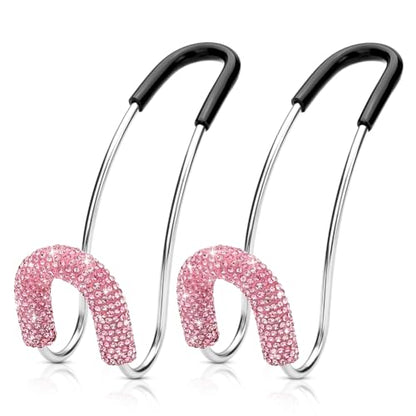 Soleebee 2 Pack Bling Car Headrest Hooks Crystal Rhinestones Universal Car Seat Hook Auto Hook Durable Car Back Seat Hangers Storage Organizer (Pink) - color: Pink