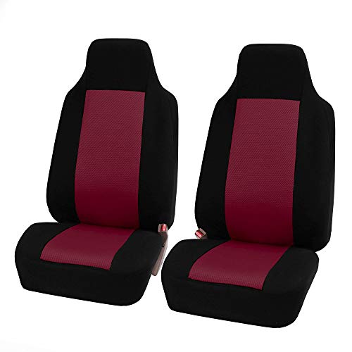 FH Group 3D Air Mesh Car Seat Covers Front Set – Universal Fit Automotive Seat Protectors, Washable Low Back Bucket Seat Covers for SUV, Sedan, Car Accessories, Burgundy/Black - color: Burgundy, size: Front Set