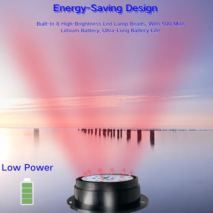 Solar Warning Beacon Light, Red Magnetic LED Signal Light with 4 Flashing Modes, IP65 Waterproof, Ideal for Forklifts, Trucks, Roadside Assistance, Boat, Yacht, Hazard Warning Buoys - color: Red light