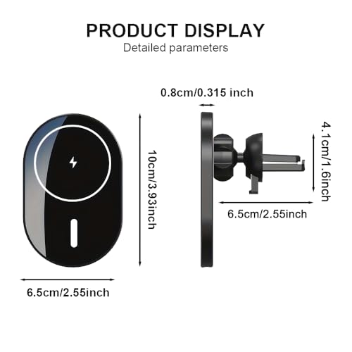 Magnetic Car Wireless Charger 15W Fast Charging, Powerful Magnetic Attraction, Black & White, Ideal for Drivers - color: White, size: Round