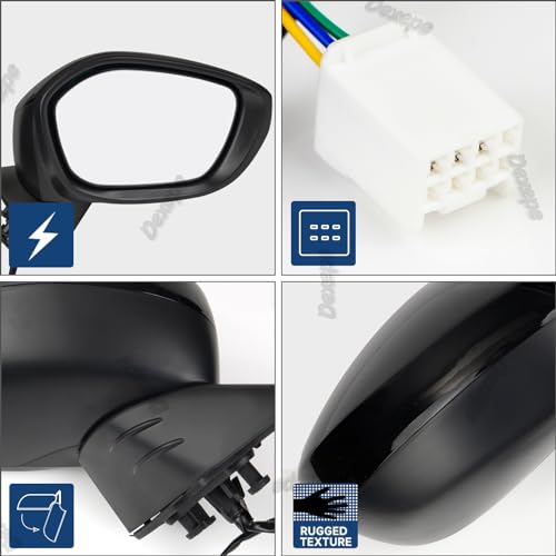 Passenger Side Mirror Assembly Compatible with Honda Civic 2022-2025 Non-heated Power Adjustable Glass Manual Folding Replace 76208T20A01 HO1321350 Black (3Pin Right) - style: 3pin Right