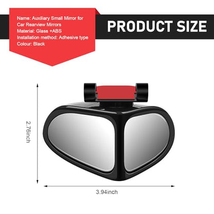 2PCS Car Blind Spot Mirrors, Double-Sided 360° Adjustable Rotating Rear View Mirror, HD Glass Wide Angle Auxiliary Blindspot Mirror, Universal for Most Car