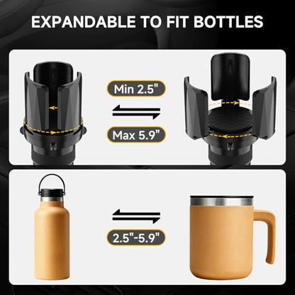 DYLEN Car Cup Holder Expander, Cup Holder Expander Adapter for Car with Adjustable Arms and Base, Fits Yeti, HydroFlask, Stanley, Other Bottles 14-64oz (2 Pack) - size: 2PACK