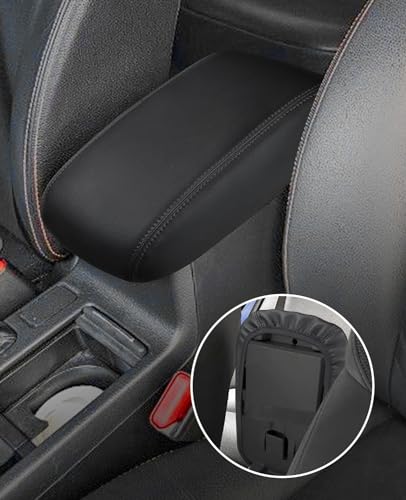 INTGET Car Center Console Armrest Cover for Subaru Crosstrek Accessories 2012 2013 2014 2015 2016 2017 Impreza 2012-2016 Leather Arm Rest Box Lid Middle Console Cover (Black Stitches, 2012-2017) - color: Black Stitches
