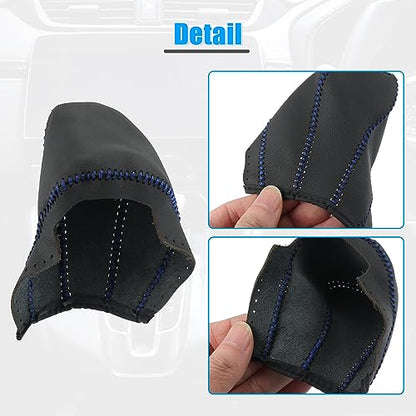 X AUTOHAUX Black Car Interior Faux Leather Gear Shifter Shift Knob Cover Transmission Shift Boot Lever for Honda CR-V 2017-2021 Blue Stitches - color: Blue