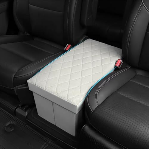Seat Aisle Storage Box for Ford Explorer 6-Passenger Models – Organizer Rear Seats Passage – Foldable, Easy Installation, for Ford Explorer ST XLT Accessories 2020 to 2025 (White) - color: Beige