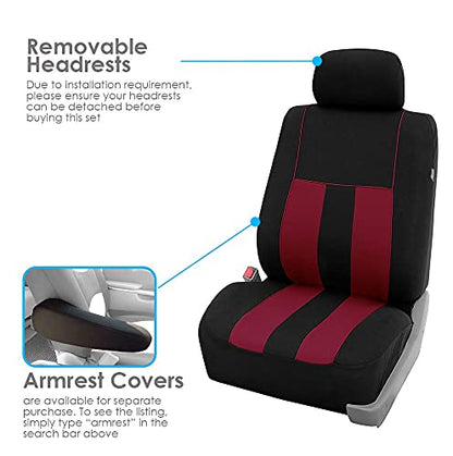 FH Group Striking Striped Car Seat Covers - Universal Fit, Washable Seat Covers for Cars, SUVs, Vans, Sedans, Burgundy, Front Set - color: Burgundy, size: Front Set