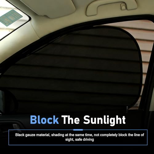 2PCS Car Side Window Sun Shade, Mesh Breathable Vehicle Front Passenger Sunscreen, Suction Cup Anti-glare Sun Protection Accessory, Universal for Most Vehicles (Black)