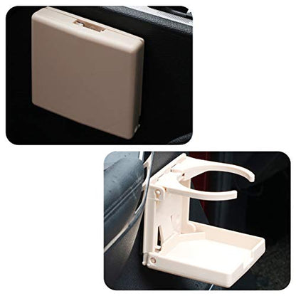 TIHOOD 2PCS Adjustable Folding Drink Holder with Screws/Adjustable Cup Holder for Marine/Boat/Caravan/Car (Beige) - color: Beige