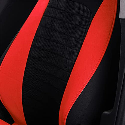 Car Front Seat Covers, Bucket One-Piece Auto Front Seat Protectors, 2PCS Premium Breathable Vehicle Seat Cushions Airbag Compatible, Car Accessories Universal for SUVs, Trucks, Car (Red) - color: Red