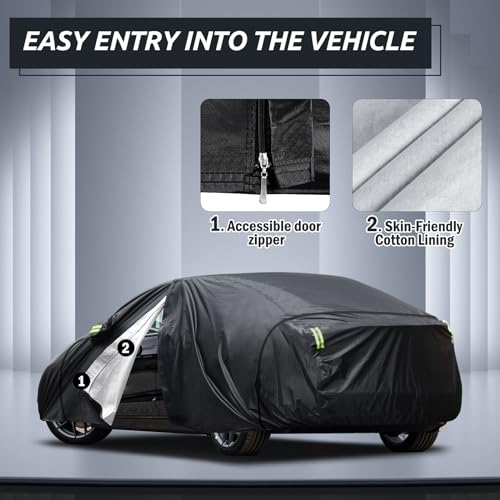 Migaven 6 Layers Car Cover Custom Fit for Model 3 Car Cover 2017-2026 Waterproof Full Exterior Cover Rain Snow Protection with Charging Port Ventilated Mesh Door Zipper - size: 6Layer For Model 3