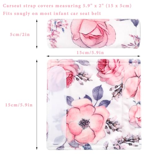 Car Seat Strap Cover for Babies, Soft Car Seat Belt Covers, Mink Car Seat Strap Shoulder Pads Girls, Pink Floral - color: Pink Floral