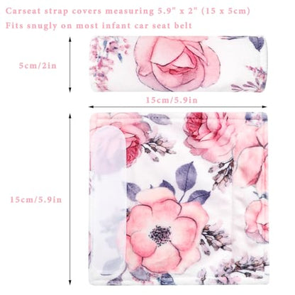 Car Seat Strap Cover for Babies, Soft Car Seat Belt Covers, Mink Car Seat Strap Shoulder Pads Girls, Pink Floral - color: Pink Floral
