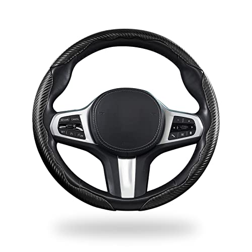 Carbon Fiber Steering Wheel Covers 3 Piece Clip on Steering Wheel Cover (Matte Black) - color: Matte Black