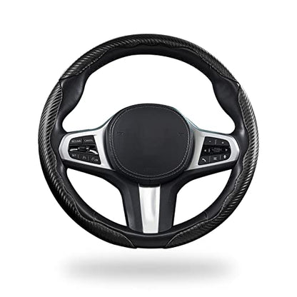 Carbon Fiber Steering Wheel Covers 3 Piece Clip on Steering Wheel Cover (Matte Black) - color: Matte Black