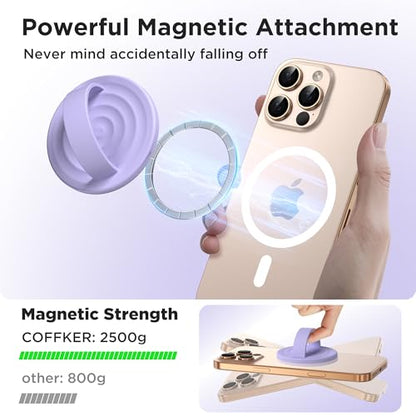 Magnetic Phone Grip Ring Holder, Liquid Silicone Magnet Cell Phone Grip Finger Loop, Compatible with Magsafe, Back of Phone for iPhone 17/16/15/14/13/12 Series, Lilac Purple - color: Lilac Purple