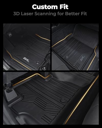 3W Floor Mats for Toyota Tundra 2014-2021 (Only for CrewMax Cab), TPE All Weather Custom Fit Floor Liner for Tundra Accessories SR5/TRD/Limited 1st and 2nd Row Full Set Car Mats Easy Clean, Black - style: 8. Tundra|14-21|Floor Mats