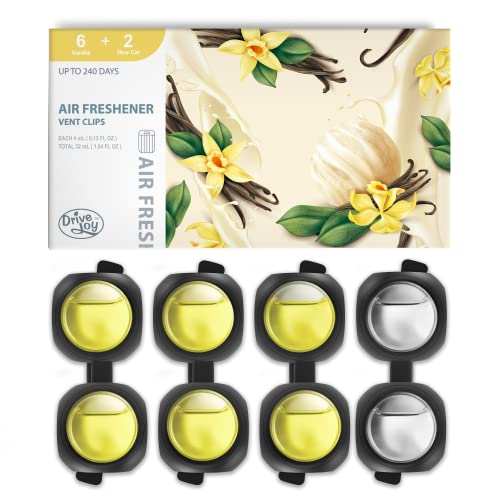 Car Air Freshener Vent Clips, 8 PK, 6 Vanilla, 2 New Car Scent, Provides Long-Lasting Scent, Up to 240 Days, Odor Eliminator - color: Vanilla