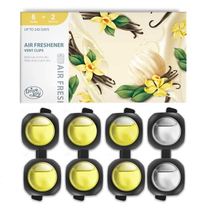 Car Air Freshener Vent Clips, 8 PK, 6 Vanilla, 2 New Car Scent, Provides Long-Lasting Scent, Up to 240 Days, Odor Eliminator - color: Vanilla