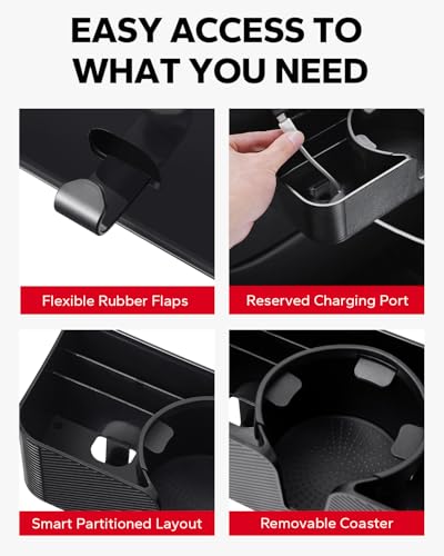 Amazicha Car Headrest Backseat Organizer with Hooks, 3 in 1 Seat Back Organizer Headrest with 3.7inch Cup Holder for Car Backseat Travel Accessories, 2PCS