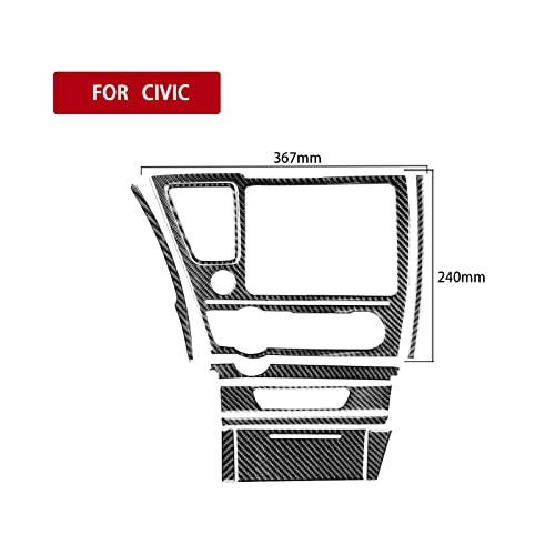 Car Center Console Multimedia Navigation Screen AC Control Seat Heated Panel Sticker Real Carbon Fiber Interior Trim Accessories Compatible with Honda Civic 9 Coupe/Sedan 2013-2015 Black A - Kit - color: Center Console Multimedia Navigation Screen Ac Vent