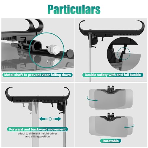 Sun Visor Extender for Car - Universal Adjustable Side Window Sun Blocker UV400, Folding Clip-On Visor Extension, Easy Install & Glare Reduction (Black-2 Pack)