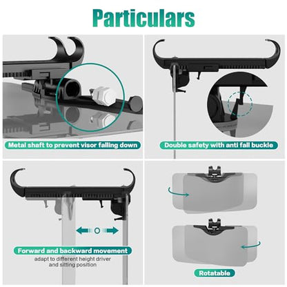 Sun Visor Extender for Car - Universal Adjustable Side Window Sun Blocker UV400, Folding Clip-On Visor Extension, Easy Install & Glare Reduction (Black-2 Pack)