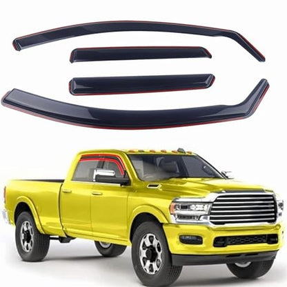 in-Channel Rain Guards 4-Piece Compatible with 2019-2025 Dodge RAM 2500 3500 Crew Cab Window Visors Side Window Deflectors Vent Visor Shield Shade - size: 2019-2025 Dodge RAM 2500/3500 Crew Cab