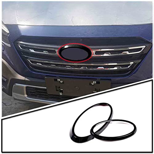 Car Front Rear Logo Decoration Cover Ring Trim, Compatible for Subaru Forester 2023 2024 2025, Hood Emblem Ring Accessories, Made of ABS Glossy Black - color: Glossy Black