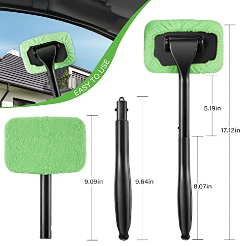 Frienda 2 Set Windshield Cleaner Tool Inside Car Windshield Cleaning Wand Auto Window Cleaner with Detachable Handle, 8 Reusable Microfiber Pads and 2 Spray Bottles for Car Interior(Blue, Green) - color: Blue, Green