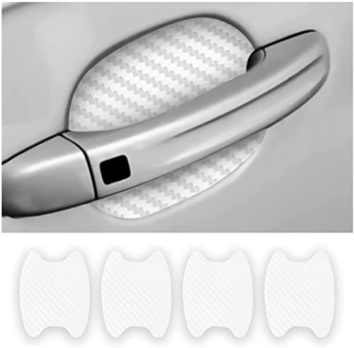 4PCS Car Door Handle Protector Sticker, Universal Carbon Fiber Anti-Scratches Auto Door Handle Protective Film, Car Door Side Paint Cover Guard Stickers Fit for Most Car Handles (White) - color: White