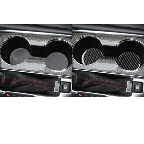 Black Carbon Fiber Compatible with Chevy/Chevrolet Malibu 2016-2025 2017 2018 2019 2020 2021 2022 2023 2024 Accessories Car Cup Coaster Cup Holders Embedded Cover Interior Trim Decal - color: Cup Holder Pad