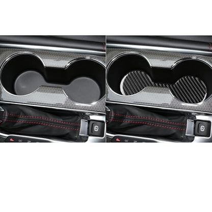 Black Carbon Fiber Compatible with Chevy/Chevrolet Malibu 2016-2025 2017 2018 2019 2020 2021 2022 2023 2024 Accessories Car Cup Coaster Cup Holders Embedded Cover Interior Trim Decal - color: Cup Holder Pad