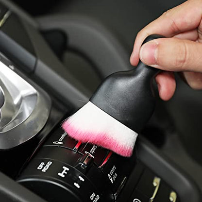 AOCISKA Car Interior Detailing Brush,Soft Bristle Cleaning Brush Car Detailing Brush Dusting Brush,Car Interior Cleaning Tool,Auto Detail Brush Car Dash Duster Brush (Black&Rose with Cap) - color: Black&rose With Cap
