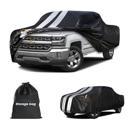 Silverado 1500 Truck Cover Custom Fit 1998-2026 Crew Cab Short Bed(5.7'-5.8') with Door Zipper, 10 Layers Outdoor Heavy Pickup Truck Cover Waterproof All Weather, Wind Dust Sun Protector. - size: Silverado 1500 1998-2026 Crew Cab+Towel+Bag