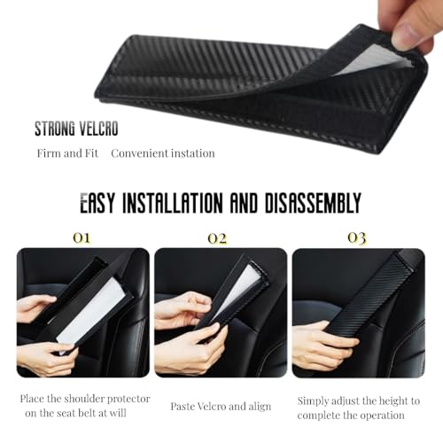 2PCS Carbon Fiber Texture seat Belt Covers Compatible with Cooper seat Belt Shoulder Pads Soft and Comfortable