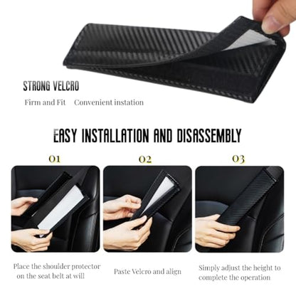 2PCS Carbon Fiber Texture seat Belt Covers Compatible with Cooper seat Belt Shoulder Pads Soft and Comfortable