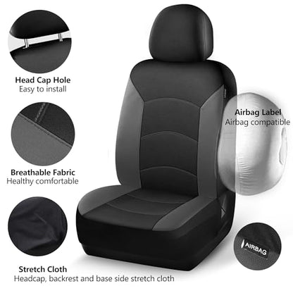 HChengkikz Car Seat Covers Front Seat, Waterproof Neoprene Car Seat Covers, Airbag Compatible, All Season Protection Universal Fit Most Cars, Trucks, SUVs (Black + Darkgray) - color: Black Darkgray, size: Two Front