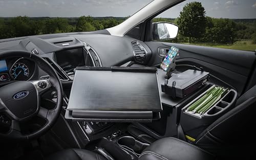 AutoExec Reach Car Desk for Your Vehicle Workstation and Mobile Office, Front Seat, Black with Phone Mount and Printer Stand - color: Black, style: Phone Mount and Printer Stand