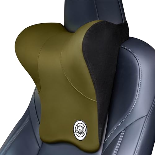 Car Neck Pillow for Driving Seat, Soft Memory Foam Headrest Pillow with Adjustable Strap and Removable Cover, Ergonomic Neck Support for Car, Office Chair, Gaming Chair – Green - color: Green, size: Pack of 1