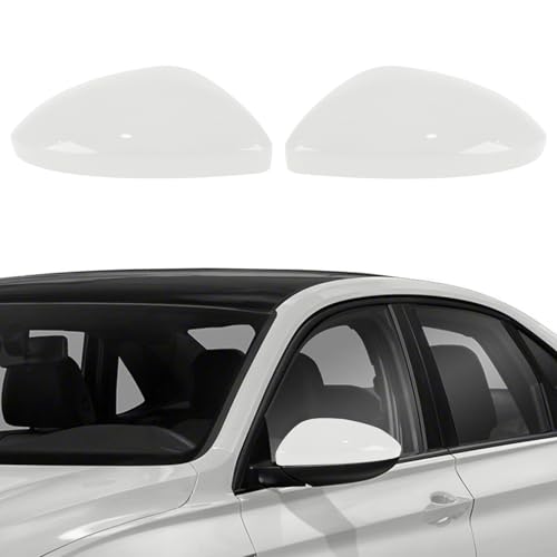 Rearview Mirror Cover Cap Compatible with VW Jetta 2019 2020 2021 2022 2023 2024, 【Only for US Version Without Turn Signals】, Clip-on Passenger & Driver Side Door Mirror Housing Cap Trim, White - color: White, size: Left + Right