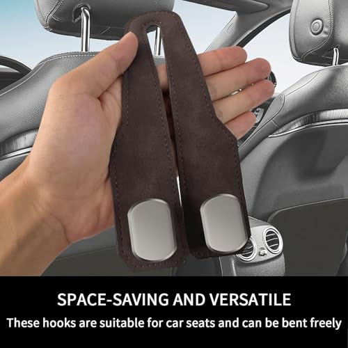 Car Seat Headrest Hooks for Purses and Bags, 2 Pack Bag Purse Holder for Car With Double Metal Hooks, Car Purse Hanger, Headrest Back Seat Handbags Hook Cute Hanging Accessories, Brown - color: Brown 2pcs
