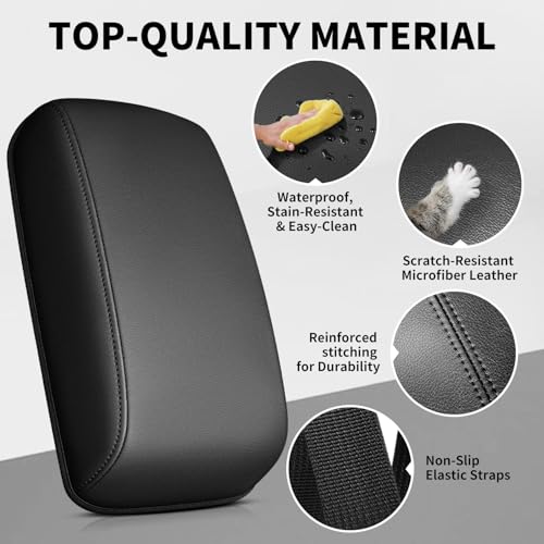 Center Console Armrest Cover Compatible with Nissan Altima 2013-2018 Accessories, Premium Leather Arm Rest Cover Pad, Car Middle Console Cover (Black) - size: 2013-2018 Nissan Altima