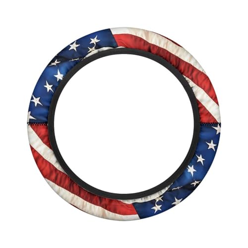 American Flags Golf Cart Steering Wheel Cover Fit 13-14 Inch Car Anti-Slip Car Accessories Steering Wheel Cover Odorless Breathable Wrap Cover Sweat Absorption - color: American Flags