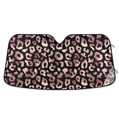 Windshield Sun Shade Rose Gold Pink Leopard Cheetah Animal Front Window Block UV Shades Visor Reflective Retractable for Car SUV Trucks - color: A010