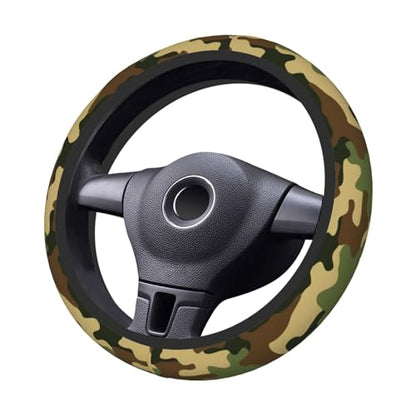 Military Army Green Camo Elastic Steering Wheel Cover Universal 15 Inch - color: 18