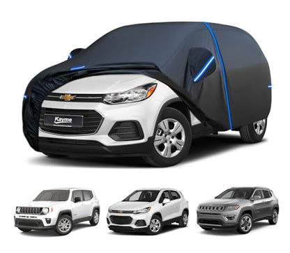 Kayme SUV Car Cover Custom Fit for Chevrolet Chevy Trax, Jeep Compass, Windproof Upgraded & 100% Waterproof. All-Weather Full Exterior Cover Rain Snow Protector with Door Zipper and Towel. - size: Fit for Chevrolet Trax, Jee Compass